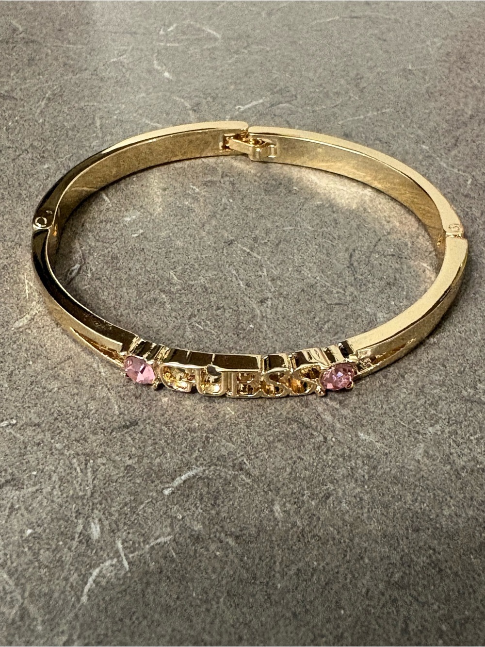 Guess Gold-Tone Bracelet with Pink Stones